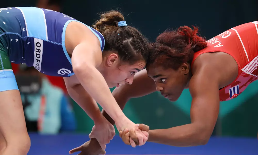 Giullia Penalber durante luta contra cubana nos Jogos Pan-Americanos de Santiago-2023