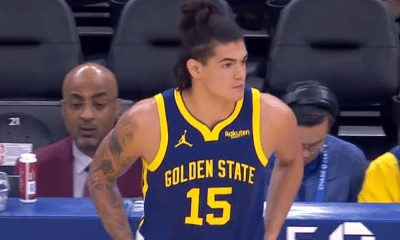 Gui Santos entrando em ação na NBA pelo GOlden State Warriors