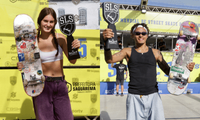 Isabelly Ávila e Gabryel com troféus da SLS Select Series