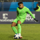 Mycael cobrando pênalti decisivo que deu o ouro para o Brasil no futebol masculino dos Jogos Pan-Americanos de Santiago-2023