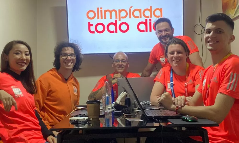 Equipe do Olimpíada Todo Dia (OTD) na redação improvisada no apartamento que a abrigou durante os Jogos Pan-Americanos
