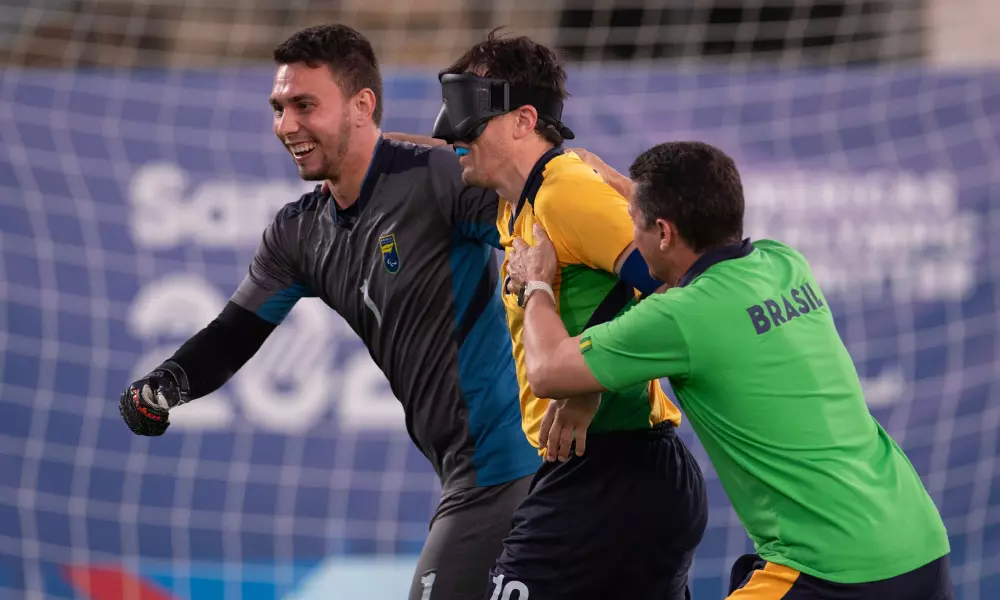 Ricardinho comemorando gol do Brasil nos Jogos Parapan-Americanos