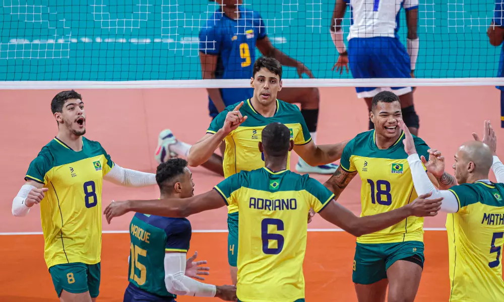Seleção Masculina de vôlei contra a Colômbia nos Jogos Pan-Americanos de Santiago-2023