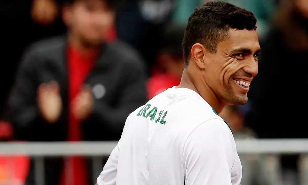 Thiago Monteiro em ação no Challenger de Montevidéu