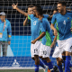 Jogadores do Brasil comemoram goleada sobre o Canadá no futebol PC no Parapan de Santiago-2023