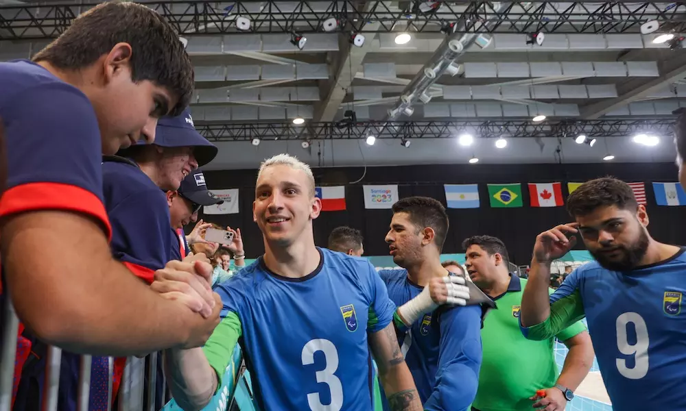 Goalball do brasil faz a festa da torcida masculino Leomon Moreno e Paulo Saturnino romário marques jogos parapan-americanos santiago-2023