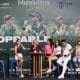 Sorteio do WTA 125 de Florianópolis neste domingo com Laura Pigossi e Teliana Pereira, Carol Meligeni de preto e Ajla Tomljanovic de cinza / Crédito: Cristiano Andujar / MundoTênis Open wta 125 de florianópolis com gabriela cé