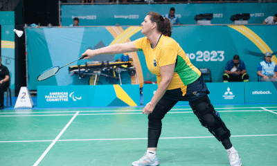 Adriane Ávila durante disputa do parabadminton dos Jogos Parapan-Americanos de Santiago-2023