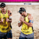 André e George em partida do vôlei de praia