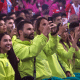 Atletas e dirigentes do COB sentados na cerimônia de encerramento dos Jogos Pan-Americanos de Santiago-2023; COB teve crescimento nas redes sociais graças a eles