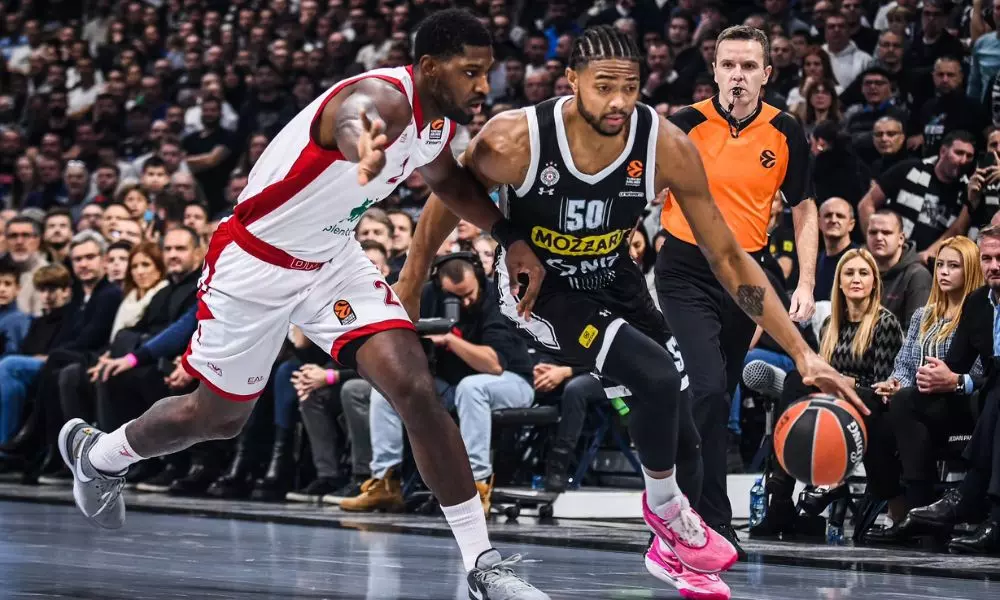 Bruno Caboclo, brasileiro em ação na EuroLeague (Reprodução/Twitter/@PartizanBC)