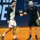 Fernando Romboli e parceiro polonês durante o Challenger de Maia
