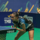 Giulia Takahashi em ação no Campeonato Brasileiro de tênis de mesa