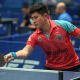 Luca Kumahara em ação no Campeonato Brasileiro, sua primeira competição no tênis de mesa masculino