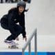 Na imagem, Rayssa Leal se preparando para a manobra. A Fadinha busca vaga na final do Mundial. SLS de San Diego