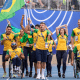 Atletas do Brasil na cerimônia de abertura do Mundial de atletismo paralímpico; país obteve 123 medalhas em Mundiais do ano