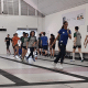 Nathalie Moellhausen durante estágio de treinamento de esgrima para a base no Pinheiros