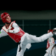 Paulo Ricardo Melo durante luta no Grand Prix Final de taekwondo