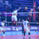 Paulo atacando na pipe contra bloqueio em jogo Minas x Perugia no Campeonato Mundial de Clubes de vôlei masculino