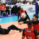 Sesi-SP durante partida de vôlei sentado no Campeonato Brasileiro; a equipe e o Paulistano estão invictas