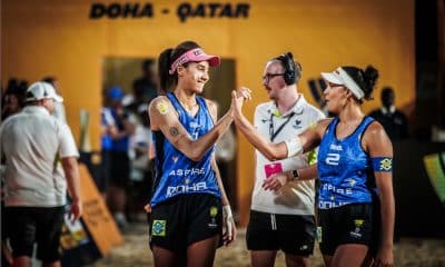Ana Patrícia e Duda perdem para Müller e Tillman mas vencem Mariafe e clancy no finals de doha finals vôlei de praia