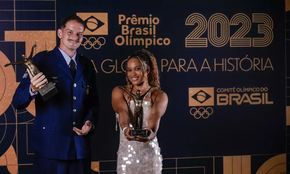 Rebeca Andrade e Marcus D'Almeida ganham o Troféu Rei Pelé no Prêmio Brasil Olímpico