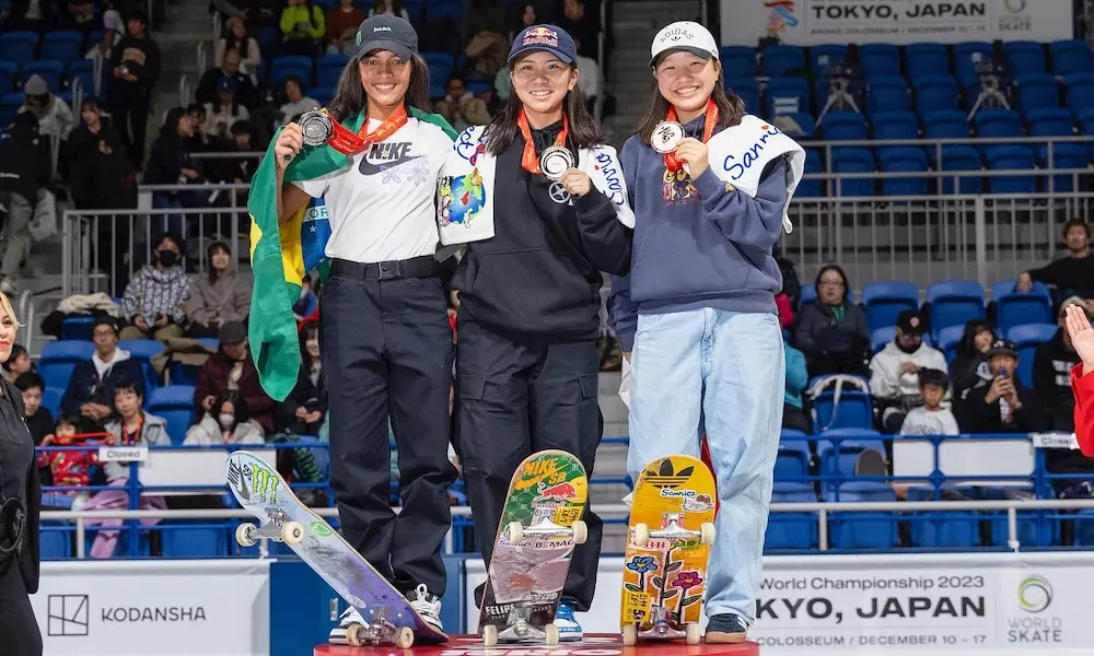 Yumeka Oda Yumeka Rayssa Leal Momiji Nishiya Momiji pódio mundial skate street tóquio japão