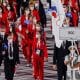Atletas russos entrando na cerimônia de abertura dos Jogos Olímpicos de Tóquio-2020; eles estarão aptos a competirem em Paris-2024 como neutros, assim como belarussos