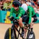Bianca Garcia e sua guia, que disputaram o Mundial de paraciclismo estrada, em Zurique, durante disputa do Campeonato Brasileiro de paraciclismo de pista; Lauro Chaman