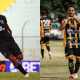 Colagem com imagens de jogadores do Botafogo e do Novorizontino comemorando na Copinha 2024; eles se enfrentarão ao vivo