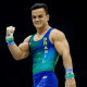 Caio Souza cerra os punhos e vibra; ele estará na Copa do Mundo por aparelhos do Cairo de ginástica artística