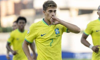 Comemoração do meia Gabriel Pirani na vitória do Brasil sobre o Equador no Pré-Olímpico (Joilson Marconne/CBF)