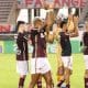 Comemoração dos jogadores da Ferroviária, líder no grupo do São Paulo na Copinha (Matheus Previde/Ferroviária SAF)