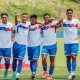 Jogadores do Fortaleza comemorando gol em partida contra o CRB na Copinha