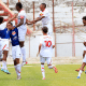 Jogadores do Red Bull Bragatino vibram com gol durante estreia da Copinha 2024