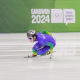 Lucas Koo durante treino da patinação velocidade em pista curta nos Jogos Olímpicos de Inverno da Juventude Gangwon-2024