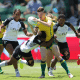 Raquel Kochhann representando as Yaras no Circuito Mundial de rúgbi sevens em Perth