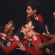 Jogadores do Flamengo comemoram vitória na Copinha. Equipe enfrenta o São José-RS