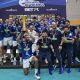 Jogadores do Farma Conde São José comemoram vitória na Superliga Masculina de vôlei contra o Sada Cruzeiro Copa Brasil de Vôlei masculino tabela Sul-Americano de Clubes