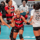 Jogadoras do Sesc Flamengo comemoram vitória sobre o Brasília na Superliga Feminina de vôlei