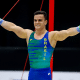 Caio Souza depois da apresentação nas argolas na Copa do Mundo do Cairo de ginástica artística
