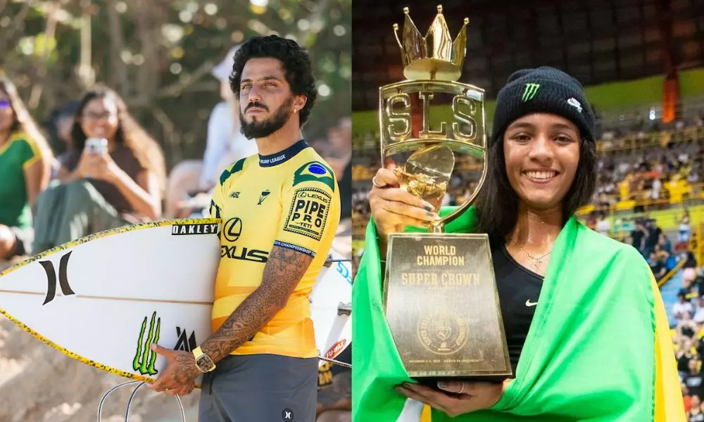 Os brasileiros Filipe Toledo e Rayssa Leal, indicados ao Prêmio Laureus pelo segundo ano consecutivo (Fotos: Brent Bielmann/WSL e Divulgação/SLS)