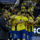Jogadores do Guagas Las Palmas contra o Ankara na Champions League de vôlei masculino