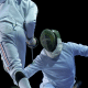 Henrique Garrigos e Enrico Pezzi em ação na Copa do Mundo de sabre na Geórgia