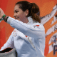 Laura Correia após se classificar para a final do Pan-Americano Cadete e Juvenil de Esgrima