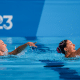Laura Miccuci e Gabriela Regly em ação no dueto livre feminino, do nado artístico, do Mundial de Doha