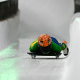 Nicole Silveira durante descida na etapa de Altenberg da Copa do Mundo de skeleton