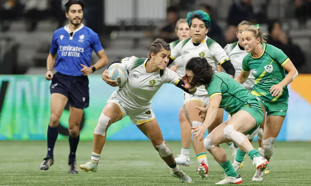 Yaras, da seleção brasileira de rúgbi sevens, em ação no Circuito Mundial