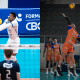Montagem com fotos de atletas de Minas e São José em jogos da Supeeliga Masculina de vôlei