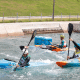 Atletas competindo no caiaque cross na Seletiva Nacional de canoagem slalom